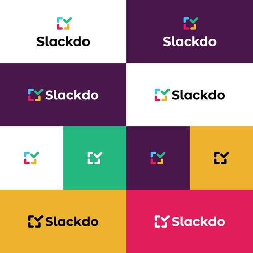 Check mark logo with the title 'Simple logo concept for Slackdo'