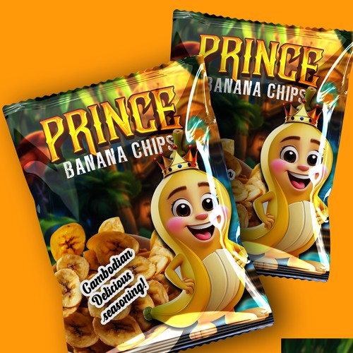 Character packaging with the title 'Banana Chips Packaging'