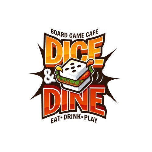 Board game logo with the title 'Dice & Dine'