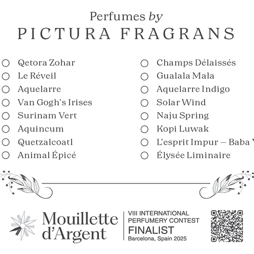 Checklist design with the title 'Box Lid insert - Perfume legend '