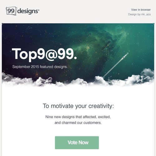 Newsletter design with the title 'Top 9 at 99'