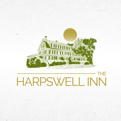 Guest house design with the title 'Hand-drawn Logo Design for Harpswell Inn'
