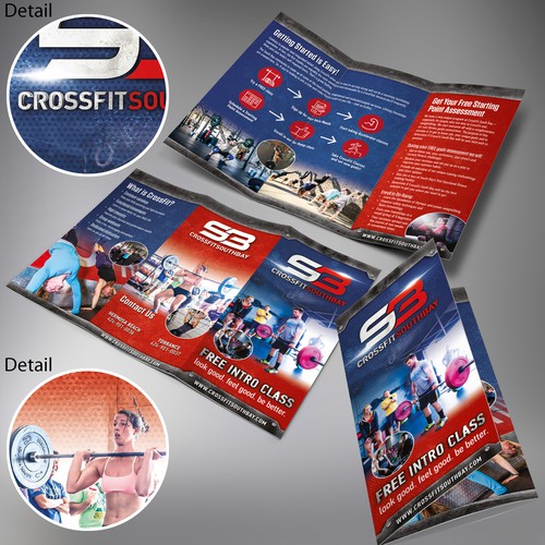 Gym design with the title 'CrossFit South Bay Tri Fold Brochure'