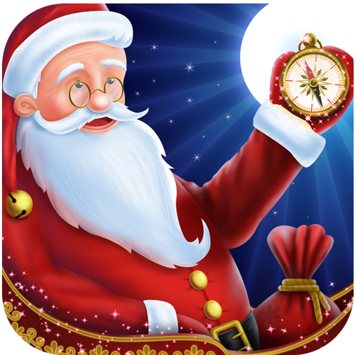 Santa design with the title 'Design App Icon for Santa Tracking iPhone App'