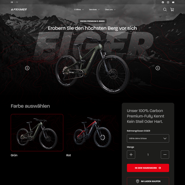 Product website with the title 'E-Bike Product Page Website'
