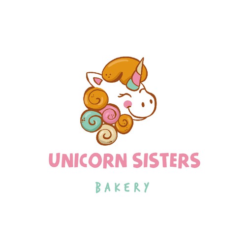 Pastry design with the title 'Unicorn sisters'