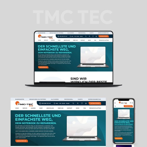 Hardware design with the title 'Notebook repair website in Germany'