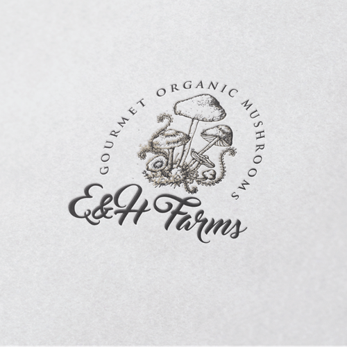 Gourmet design with the title 'Hand drawn mushrooms'