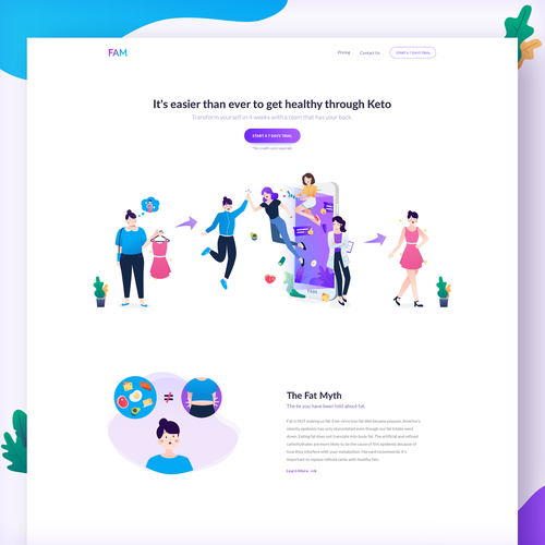 Diet design with the title 'FAM - Ketogenic Program Landing Page'