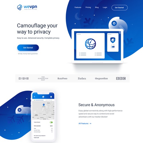 Mobile app website with the title 'WeVPN Website '