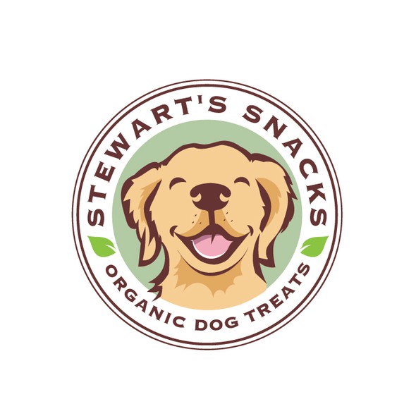 Golden retriever logo with the title 'Organic Dog Treats Logo'