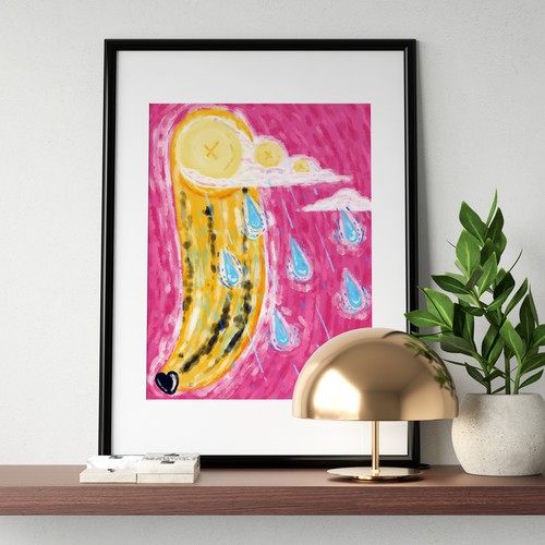 Artistic artwork with the title 'Going bananas'