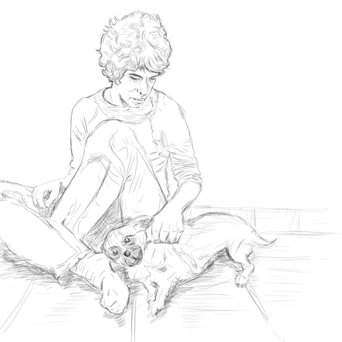 Portrait artwork with the title 'pencil drawing'