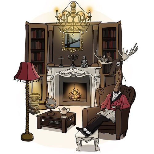 Surreal design with the title 'Whimsical Moose and Giraffe Invitation'