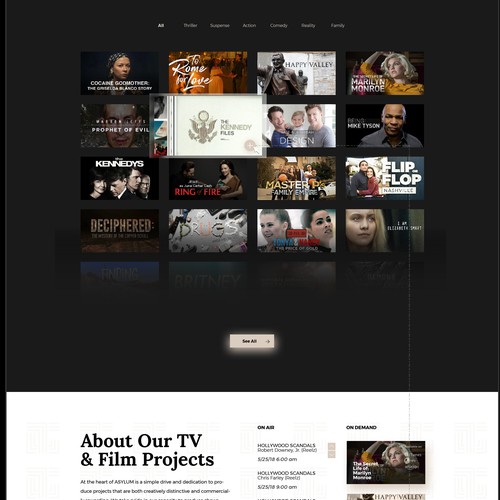 Entertainment website with the title 'Content company's website'