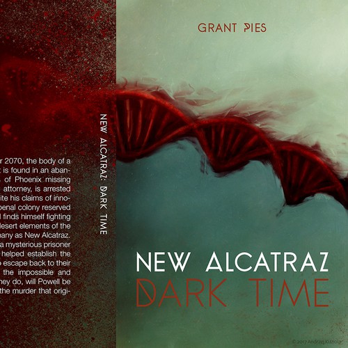Science-fiction book cover with the title 'Cover artwork for a book "New Alcatraz: Dark Time"'