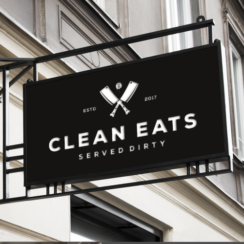 Butcher logo with the title 'Hipsterfoodie brand "Clean Eats Served Dirty"'
