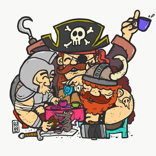 Gladiator design with the title 'Pirate and friends'
