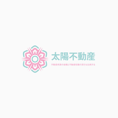 Flower petal logo with the title '大家さんになりたい女性のための、研修で稼ぐ不動産会社のロゴをお願いします！'