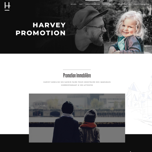 Real estate website with the title 'Créer un site élégant et simple pour Harvey'