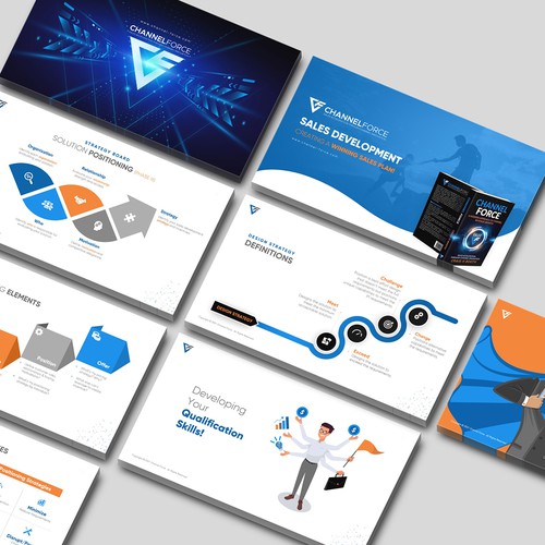 Team design with the title 'PowerPoint template - Contest Winner'