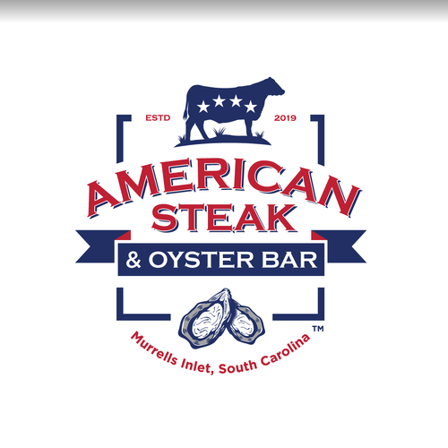 American brand with the title 'Bold Logo for an American Steak and Oyster Bar Restaurant '