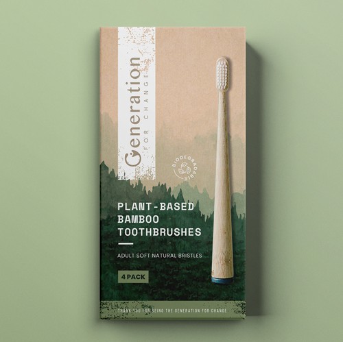 Bamboo design with the title 'Bamboo toothbrush packaging design'
