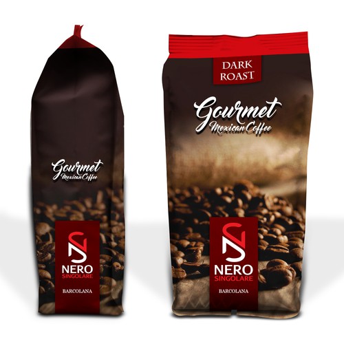 Gourmet packaging with the title 'NERO gourmet cofee'