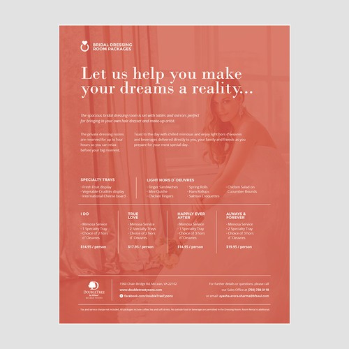 Bridal design with the title 'Bridal Dressing Room Packages'