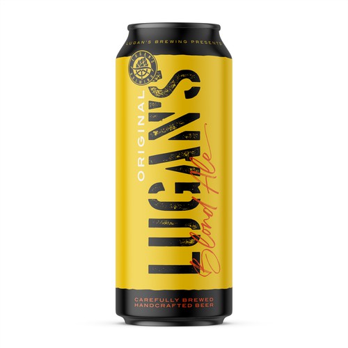 Can packaging with the title 'Lugan's Blonde Ale beer can'