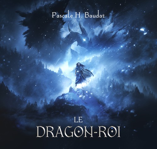 Nordic design with the title ''Le Dragon Roi' book cover'