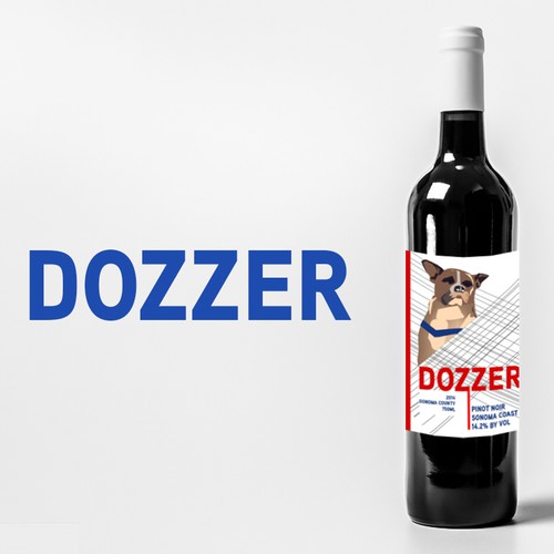 Mockup label with the title 'Wine Label with Dog image'
