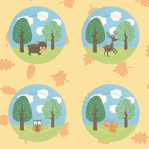 Tableware design with the title 'Forest Animals'