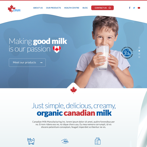 Food website with the title 'Fun concept for Canadian milk company'
