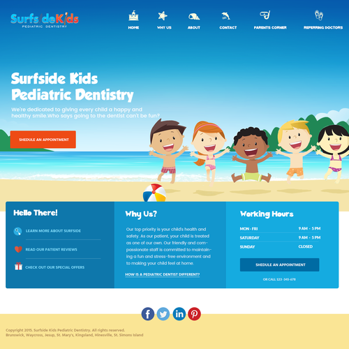 Illustration website with the title 'Kids Dentistry'