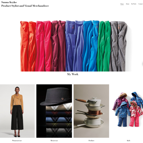 Stylist design with the title 'Website - Product Stylist and Visual Merchandiser'