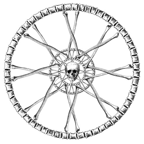 Black artwork with the title 'Graphic illustration for bike production'