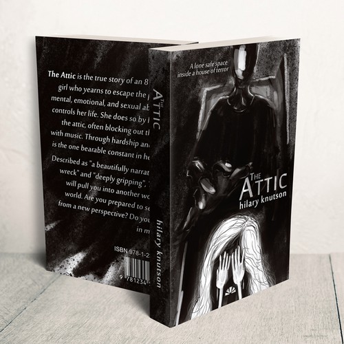 Charcoal design with the title 'Dark Memoir about Child Abuse'