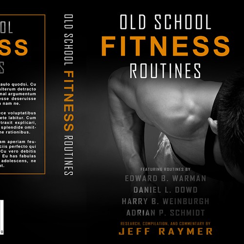 Sports book cover with the title 'Old School Fitness Routines Book Cover'
