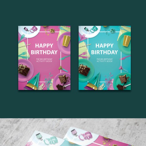 Notebook design with the title 'Kids Birthday Book Cover'