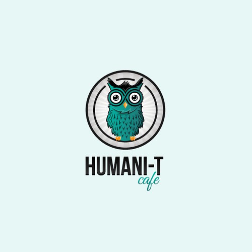 Blue and green logo with the title 'Humani-T Cafe Logo'