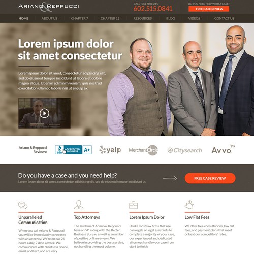 Lawyer website with the title 'Adriano & Repucci - attorneys in Arizona'