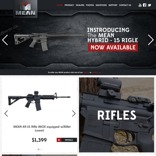 Site design with the title 'Mean Weapons'