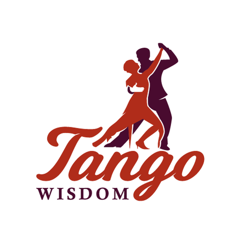 Dance school logo with the title 'Elegant logo for tango online classes'