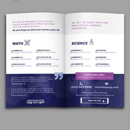 Student design with the title 'Clean bifold brochure for students'