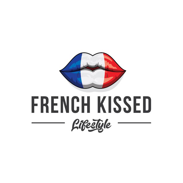 Neon blue tiktok logo with the title 'French Kissed Logo'