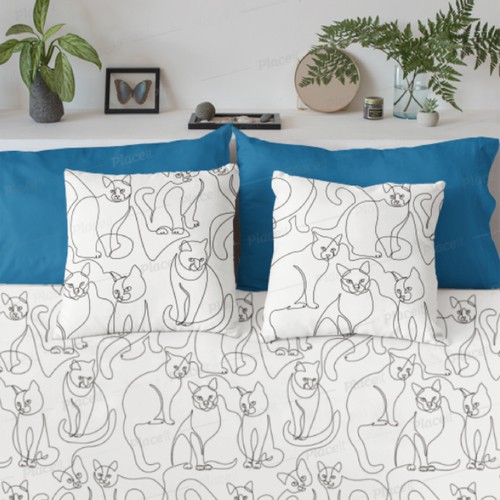 Single line design with the title 'Cat Duvet Cover'