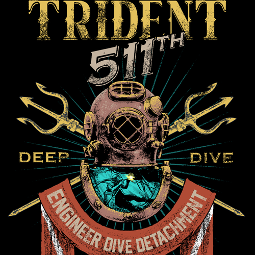 Submarine design with the title 'trident t shirt design'