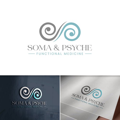 Spiral logo with the title 'Logo design concept for Soma & Psyche Functional Medicine'