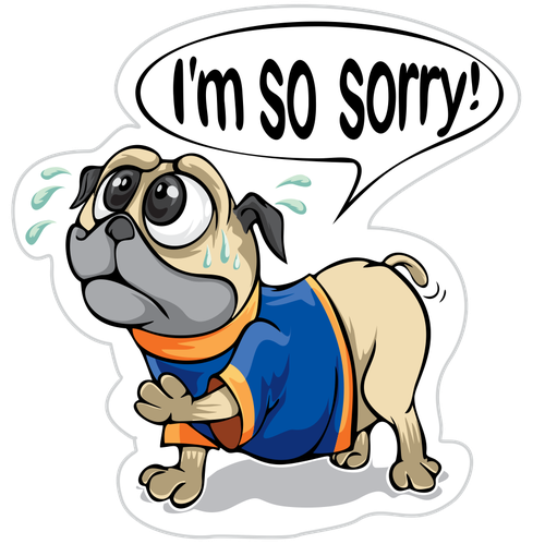 Pug design with the title 'So Sorry Pugg Emoji'